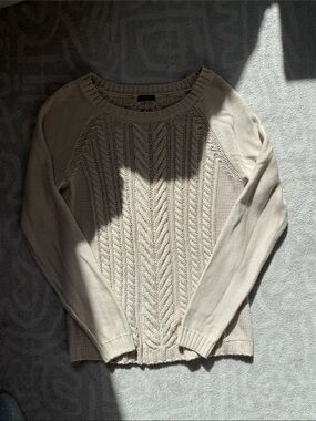 J. Crew Cream Cable Knit Crewneck Sweater